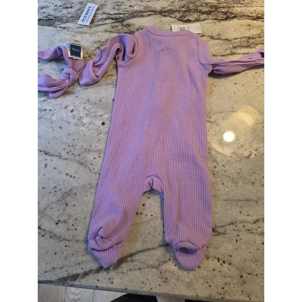 Old Navy lavender onsie and headband newborn